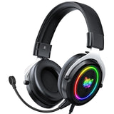 Maxbell Wired Gaming Headsets RGB LED Headphones w/Mic for PS5/PS4 Black Silver