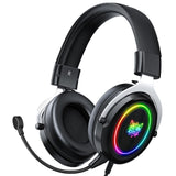 Maxbell Wired Gaming Headsets RGB LED Headphones w/Mic for PS5/PS4 Black Silver
