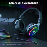 Maxbell Wired Gaming Headsets RGB LED Headphones w/Mic for PS5/PS4 Black Silver