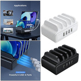 Maxbell 4-Port USB Charging Station Docking Stand Charger for Phones Tablets Black