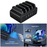 Maxbell 4-Port USB Charging Station Docking Stand Charger for Phones Tablets Black
