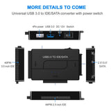 Maxbell 3-In-1 SATA/IDE to USB 3.0 Adapter Kit Fits for 2.5"/3.5" Inch IDE and SATA