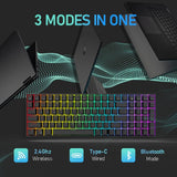 Maxbell 2.4Ghz 100-Key Gaming Keyboard Wireless/Wired RGB for Laptop Black Blue