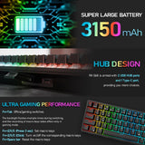 Maxbell 2.4Ghz 68-Key Gaming Keyboard Wireless RGB for Computers Black  Brown Switch