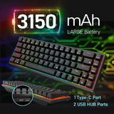 Maxbell 2.4Ghz 68-Key Gaming Keyboard Wireless RGB for Computers Black  Brown Switch