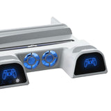 Maxbell Vertical Stand+Cooling Fan+Charging Station +Game Storage for PS5 White