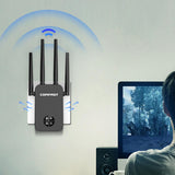 Maxbell Dual Band WiFi Extender 1200M 2.4/5.8GHz Black for Household Computer Home
