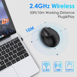 Maxbell Vertical Mouse Ergonomic Gaming Mice USB Receiver Laptop Black Battery