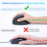 Maxbell Vertical Mouse Ergonomic Gaming Mice USB Receiver Laptop Black Battery
