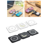 Maxbell 3 in 1 Wireless Charger with Night Light Portable with USB Cable for Office White