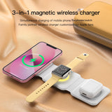 Maxbell 3 in 1 Wireless Charger with Night Light Portable with USB Cable for Office White