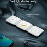 Maxbell 3 in 1 Wireless Charger with Night Light Portable with USB Cable for Office White