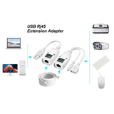 Maxbell USB 2.0 Extender to RJ 45 up to 60M/196ft for USB Flash Disk PC Scanner