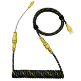 Maxbell coil Type C Cable for Mechanical Keyboard Coiling Spring Sprial Cable Black 3pcs