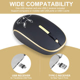Maxbell 2.4G Wireless Mouse with usb and Type C Receivers for Notebook PC Laptop