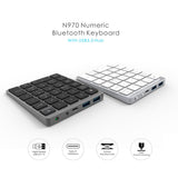 Maxbell Numeric Keypad Rechargeable with USB Hub for Desktop Notebook Grey