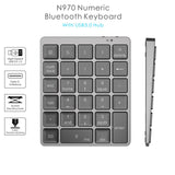 Maxbell Numeric Keypad Rechargeable with USB Hub for Desktop Notebook Grey