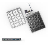 Maxbell Numeric Keypad Rechargeable with USB Hub for Desktop Notebook Grey