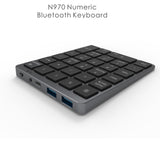 Maxbell Numeric Keypad Rechargeable with USB Hub for Desktop Notebook Grey