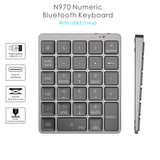 Maxbell Numeric Keypad Rechargeable with USB Hub for Desktop Notebook Silver