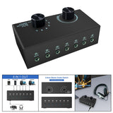 Maxbell Audio Switch Audio Switcher Box 6 in 1 Out Portable Compact for Laptop Phone