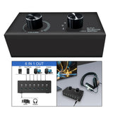 Maxbell Audio Switch Audio Switcher Box 6 in 1 Out Portable Compact for Laptop Phone