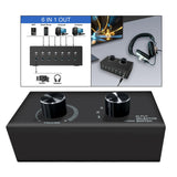 Maxbell Audio Switch Audio Switcher Box 6 in 1 Out Portable Compact for Laptop Phone