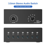 Maxbell Audio Switch Audio Switcher Box 6 in 1 Out Portable Compact for Laptop Phone