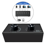 Maxbell Audio Switch Audio Switcher Box 6 in 1 Out Portable Compact for Laptop Phone