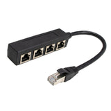 Maxbell LAN Ethernet Splitter Black Male to Female Network Adapter Computer One to  Four