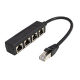 Maxbell LAN Ethernet Splitter Black Male to Female Network Adapter Computer One to  Four