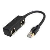 Maxbell LAN Ethernet Splitter Black Male to Female Network Adapter Computer One to Two  Large