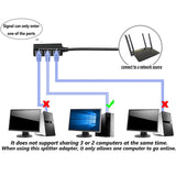 Maxbell LAN Ethernet Splitter Black Male to Female Network Adapter Computer One to Two  Large
