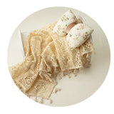 Maxbell Photo Prop Blanket Wrapping Towel Cotton Thread Decor Tassel Blanket L