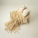 Maxbell Photo Prop Blanket Wrapping Towel Cotton Thread Decor Tassel Blanket L