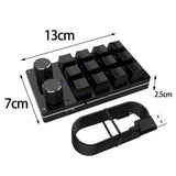 Maxbell 12 Key Mini Mechanical Keyboard Programmable Keypad RGB Lights for Office Black