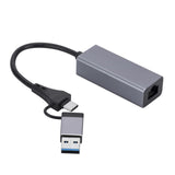 Maxbell Aluminum Alloy USB and USB C to Ethernet Adapter Connector for Notebook