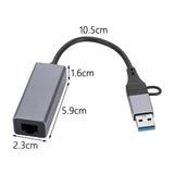 Maxbell Aluminum Alloy USB and USB C to Ethernet Adapter Connector for Notebook
