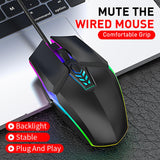 Maxbell USB Wired Mouse Silent Game Precise Positioning Ergonomic for Desktop Office Black