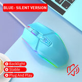 Maxbell USB Wired Mouse Silent Game Precise Positioning Ergonomic for Desktop Office Blue