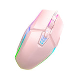 Maxbell USB Wired Mouse Silent Game Precise Positioning Ergonomic for Desktop Office Pink