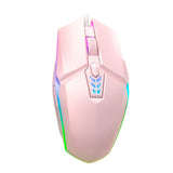 Maxbell USB Wired Mouse Silent Game Precise Positioning Ergonomic for Desktop Office Pink