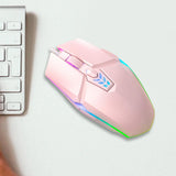Maxbell USB Wired Mouse Silent Game Precise Positioning Ergonomic for Desktop Office Pink