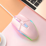 Maxbell USB Wired Mouse Silent Game Precise Positioning Ergonomic for Desktop Office Pink