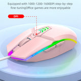 Maxbell USB Wired Mouse Silent Game Precise Positioning Ergonomic for Desktop Office Pink