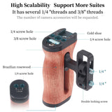 Maxbell Side Wooden Handle Grip 1/4inch 3/8inch Screw Hole Mini for Small Cameras