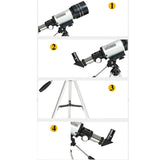 Maxbell 70mm 300mm Telescope for Beginners Lightweight Frame Aluminum Alloy Tripod