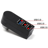 Maxbell 3 Port USB 3.0 Hub 270 Degree Rotatable Converter for Mouse Digital Camera Argent