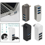 Maxbell 3 Port USB 3.0 Hub 270 Degree Rotatable Converter for Mouse Digital Camera Argent
