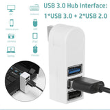 Maxbell 3 Port USB 3.0 Hub 270 Degree Rotatable Converter for Mouse Digital Camera Argent